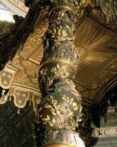 Bygsukkersøjle fra Baldacchino med laurbærblade og putti jagende bier, 1633 (bronze)